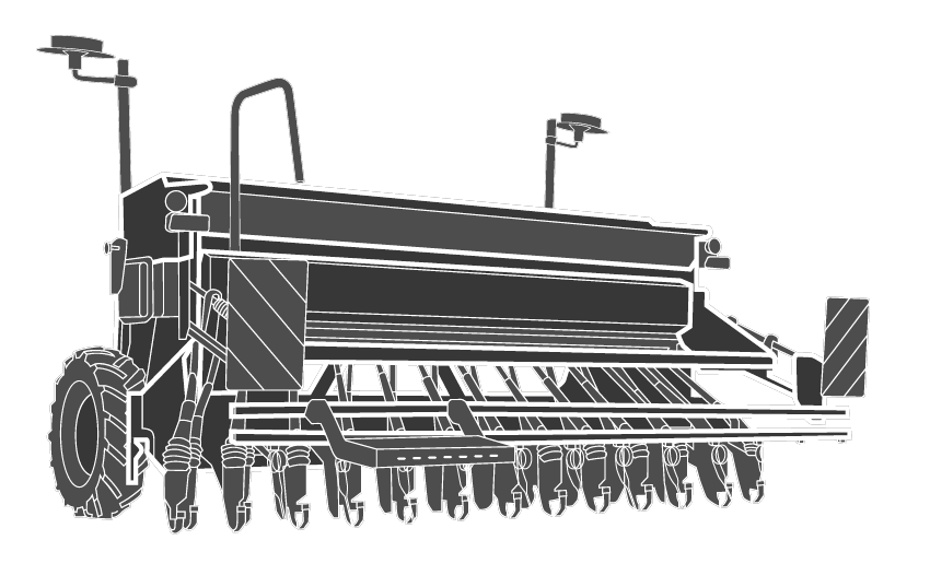 Outline diagram of hydraulic cylinders for seeder