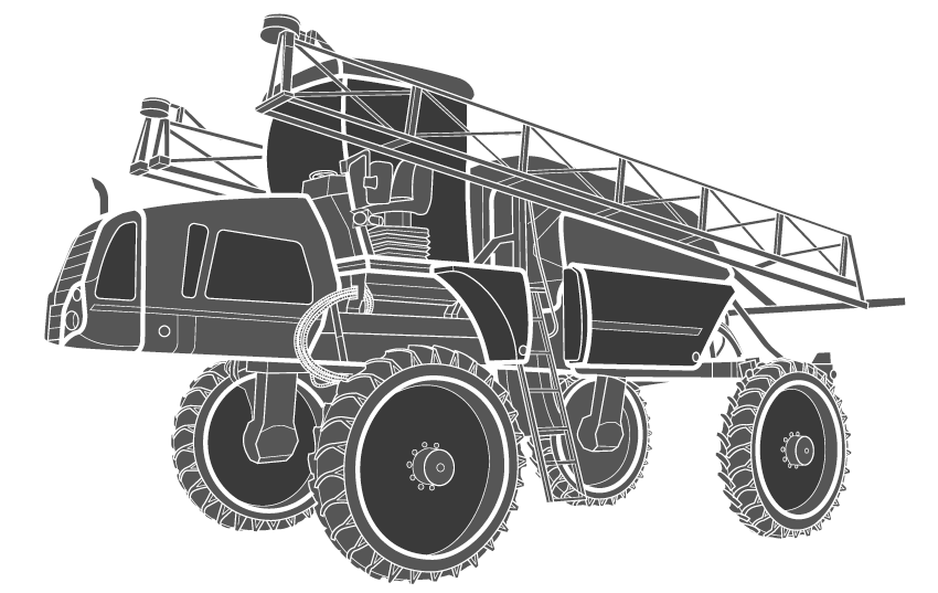 Outline diagram of hydraulic cylinders for self-propelled sprayers