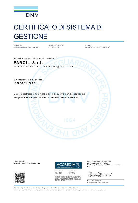 Certificazione ISO 9001 - FAROIL