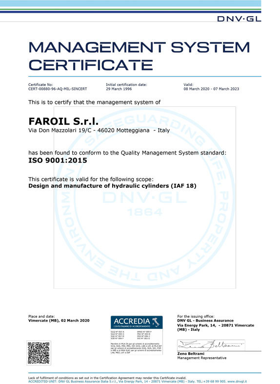 ISO 9001 Zertifikat - FAROIL